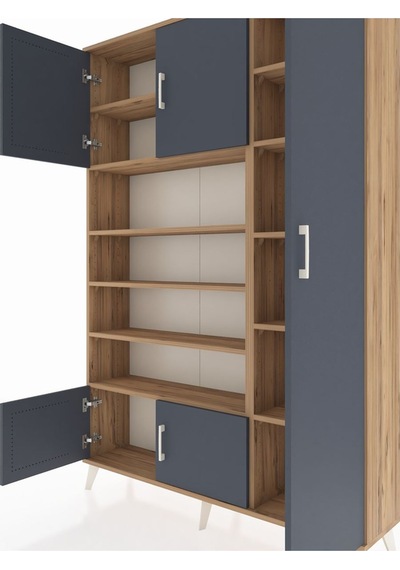 Arges Dolap 11 Raflı 5 Kapaklı 132x30x195 Çam-antrasit/çam Çam Arges Dolap 11 Raflı 5 Kapaklı 132x30x195 Çam-antrasit/çam Çam