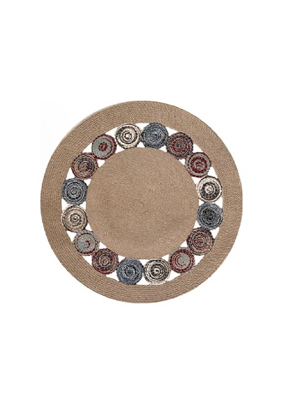 Eko Halı Patna Ptn 13 Natural Multy Jüt Hasır Görünümlü Hav Toz Vermez Örgü Halı - 120X120