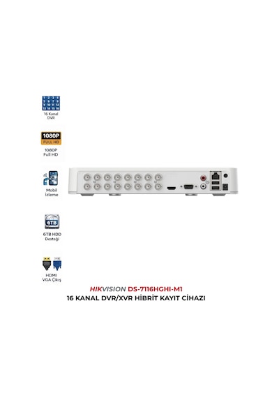 Ds-7116hghı-m1 16 Kanal Dvr İnsan Araç Sınıflandırma Destekli