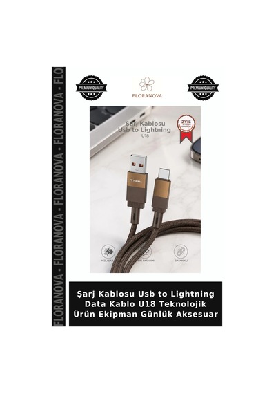 Şarj Kablosu Usb To Lightning Data Kablo U18 Teknolojik Ürün Ekipman Günlük Aksesuar