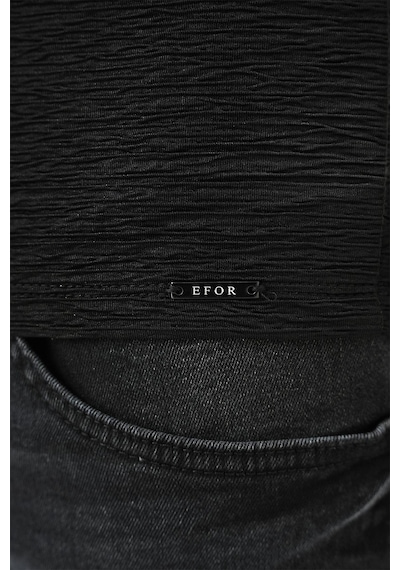 Efor Comfort Fit Bisiklet Yaka Viskon Karışımlı Dokulu Casual Siyah Tişört Ts 896 Siyah