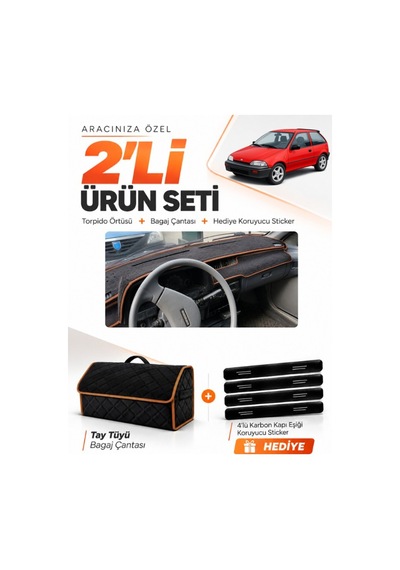 E-biz Suzukı Swift 1988-1994 Uyumlu Torpido Örtüsü + Tay Tüyü Çanta - Siyah-kahverengi - Sz002