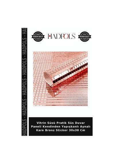 Vitrin Süsü Pratik Süs Duvar Paneli Kendinden Yapışkanlı Aynalı Kare Bronz Sticker 30x30 Cm