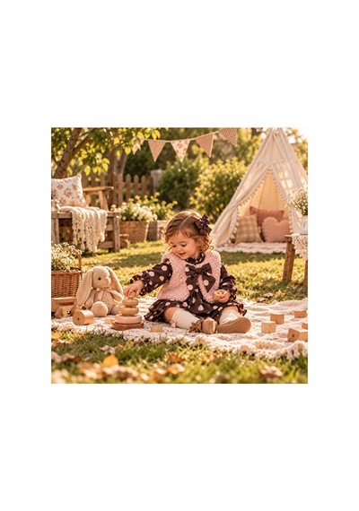 Ministok Karen Peluş Yelekli Romper 2'li Kız Bebek Takım Pembe