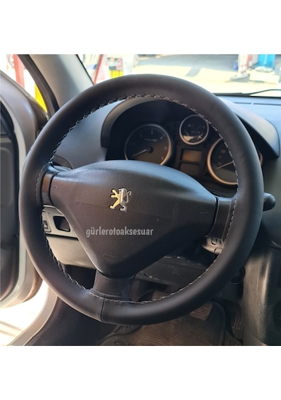 Peugeot 207 Dikmeli Direksiyon Kılıfı Soft Gri Ipli(38×10Cm)