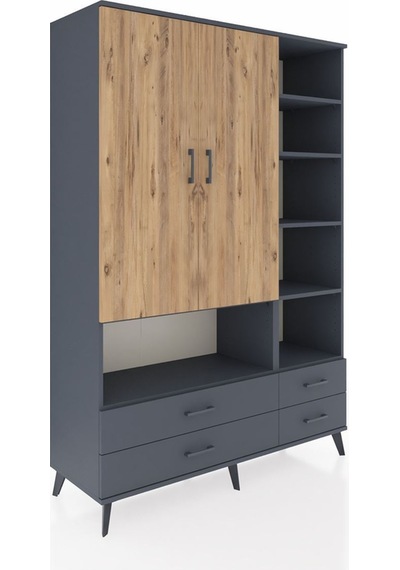 Hyperion Dolap 10 Raflı 4 Çekmeceli 2 Kapaklı 132x44x195 Antrasit-çam/antrasit Atlas Çam/antrasıt Hyperion Dolap 10 Raflı 4 Çekmeceli 2 Kapaklı 132x44x195 Antrasit-çam/antrasit Atlas Çam/antrasıt