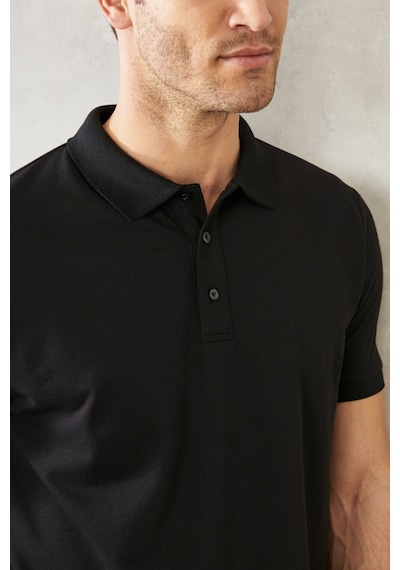 Ac&Co / Altınyıldız Classics 4A4820200047Sss3XL Düğmeli Polo Yaka Cepsiz Slim Fit Erkek Tişört - Siyah