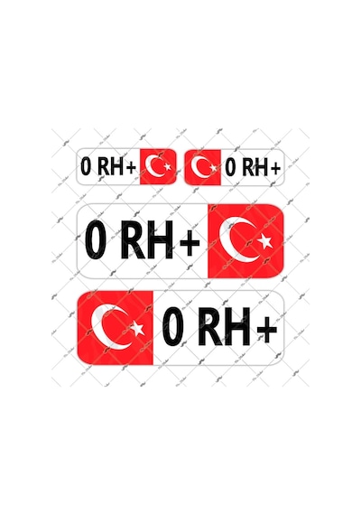 Bay Etiket Bt02 Reflektif 0 Rh Pozitif(+) Kan Grubu Sticker Seti