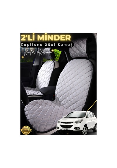 Hyundai İx35 Uyumlu 2'li Süet Oto Koltuk Minderi Terletmez Universal Oto Koltuk Kılıfı A3 Gri