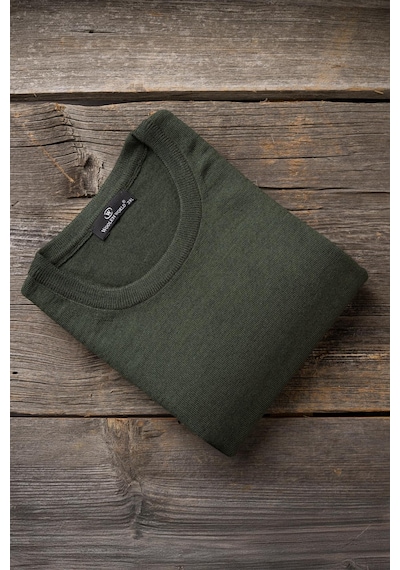 Woolen World Bisiklet Yaka Battal Büyük Boy Yünlü Triko Kazak Yeşil