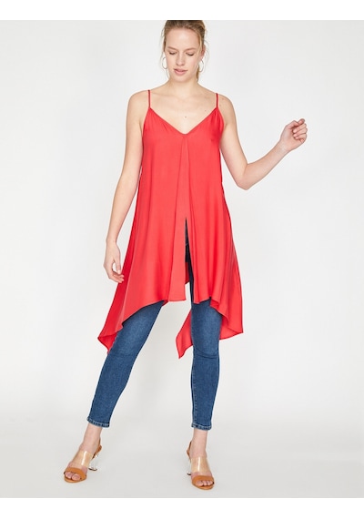 Koton V Yaka Tunik Kırmızı 9yak68004cw