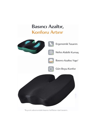 Visco Ortopedik Kuyruk Sokumu Minderi - Hafızalı Köpük Oturma Destek Yastığı