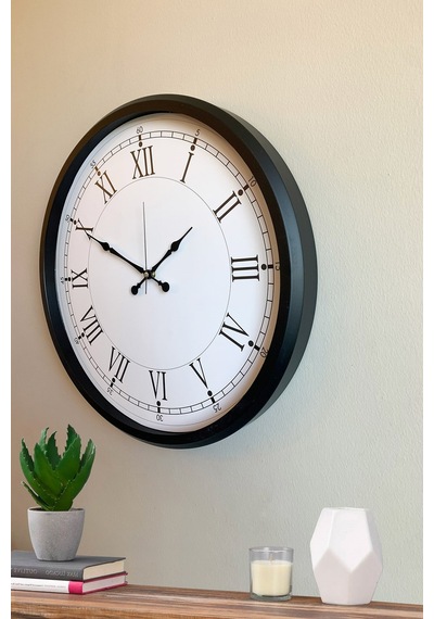 Modern 52 Cm Black & White Roma Rakamlı Metal Duvar Saati Diğer