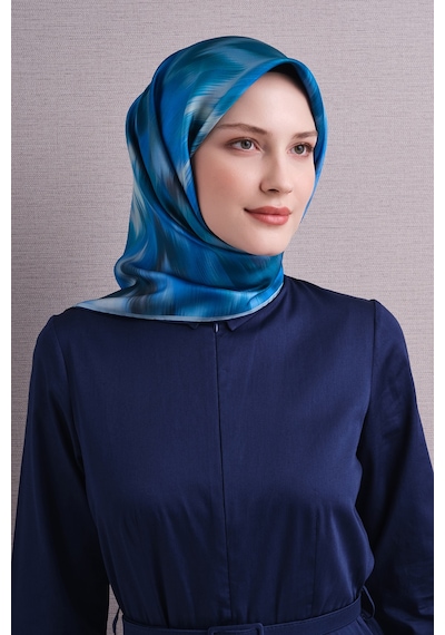 Armine Sura İpek Eşarp 2026-2027 - Sonbahar Kış-asm9605 Mavi