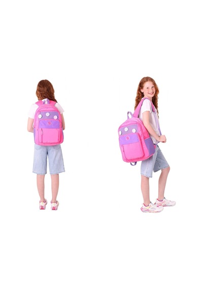 Kauko Holiday Kız Çocuk Rozetli Okul Çantası Ve Kalemlik Seti - Pembe - Altı Bölmeli Pembe