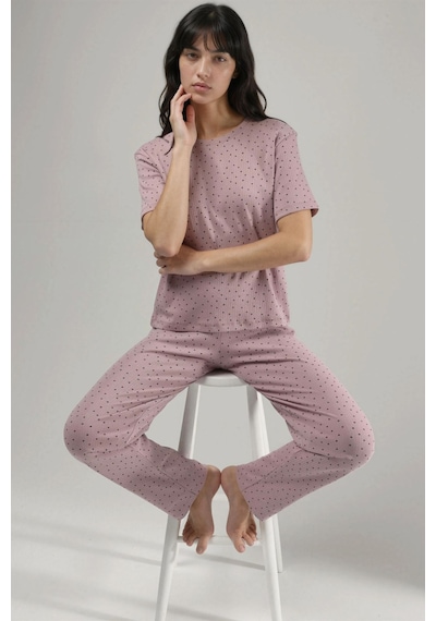 Hiccup %100 Pamuk Kısa Kollu Pijama Takımı Ellie Collection Lila Mor