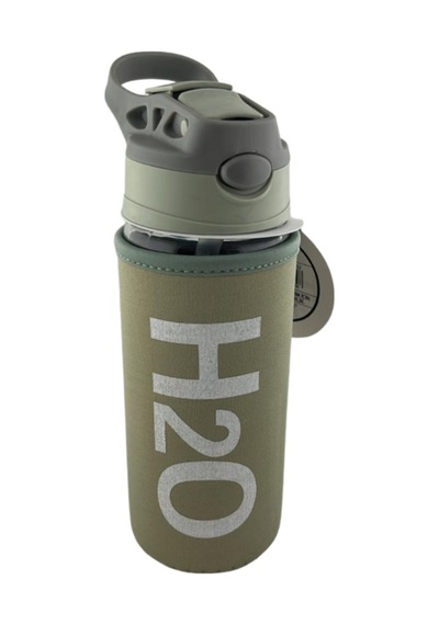 H2o Kılıflı Pipetli Cam Matara 500 Ml Haki