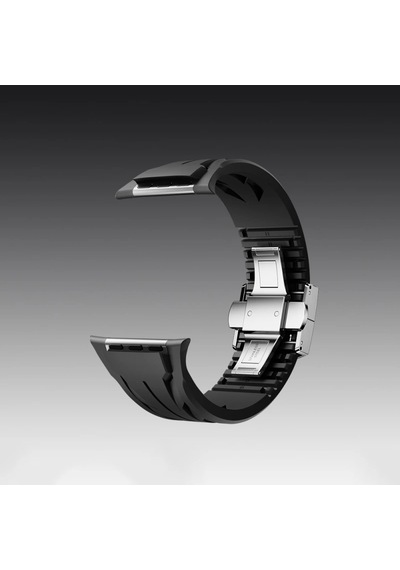 Apple Uyumlu  Watch  7 8 Se 45mm Krd-127 Metal Tokalı Uzunluk Ayarlı Silikon Kordon