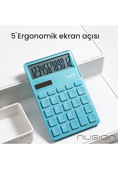 Nusıgn 12 Haneli Hesap Makinesi Plastik Mavi