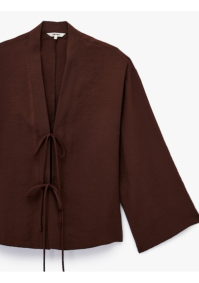 Koton Kruvaze Önden Bağlama Detaylı Geniş 3/4 Kol Modal Oversize Kimono Ceket Kahverengi 6sak50036pw Kahve Koton Kruvaze Önden Bağlama Detaylı Geniş 3/4 Kol Modal Oversize Kimono Ceket Kahverengi 6sak50036pw Kahve