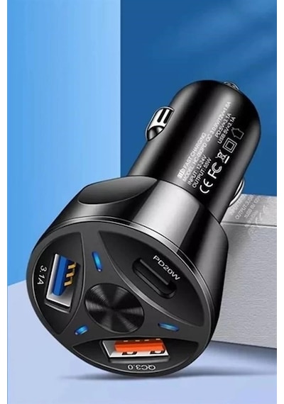 55w 3 Port Usb Araç İçin Telefon Şarj Cihazı 3 Girişli Çakmaklık Adaptör-31a Pd 20w Qc 30 Lisinya St