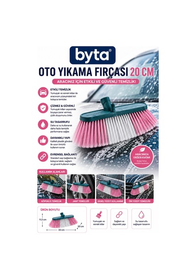20 Cm Oto Yıkama Fırçası Yumuşak Kıllı Çizmez Araç, Kaporta, Cam Ve Jant Temizlik Fırçası Sapsız 1 Adet Karışık Renklerde Gönderilir