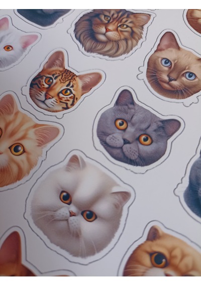 Tatlı Kedi Köpek Kafaları Sevimli Sticker Etiket Çıkartma 2 Sayfa