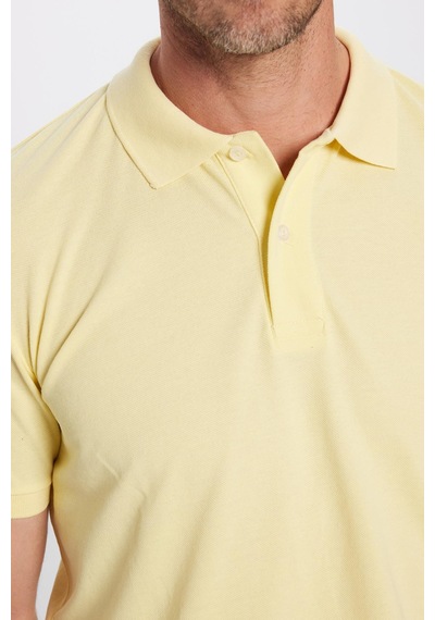 Tudors Erkek Slim Fit Dar Kesim Pamuklu Yumuşak Dokulu Serin Tutan Kumaş Düz Pike Polo Yaka Tişört-31627 Sari Sarı