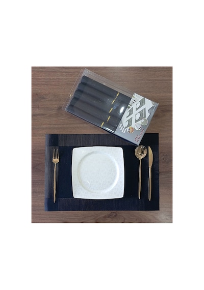 6 Kişilik Pvc Amerikan Servis Supla Seti - 30x45cm Siyah