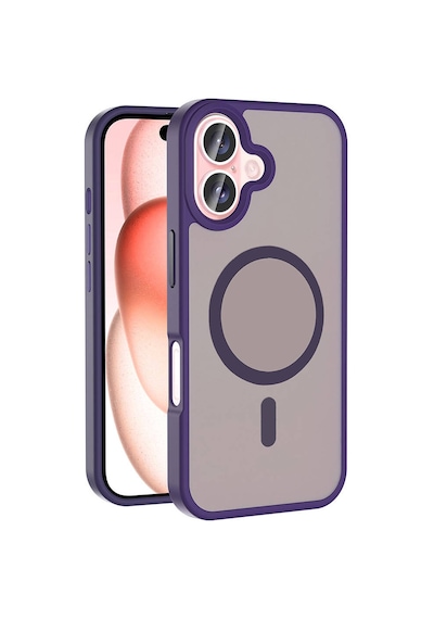 Apple Uyumlu iPhone 16 Kılıf M-safe Şarj Özellikli Mat Arka Yüzey Zore Sio Kapak Derin Mor