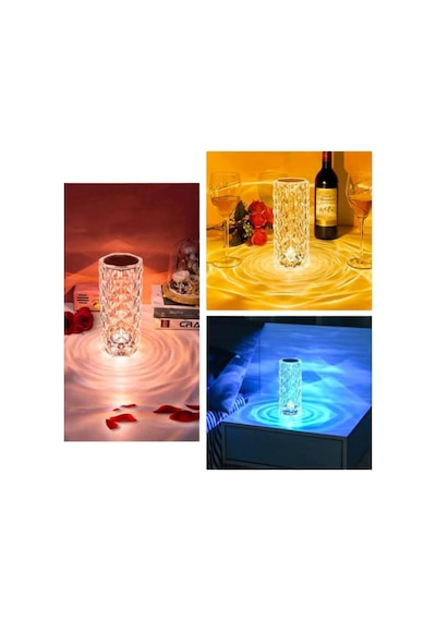 Masa Ve Gece Lambası Şık Ve Dayanıklı Sensörlü Şarjlı Kristal Lamba Antrasit Melanj 87674041