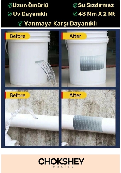 Süper Güçlü Su Geçirmez Sızdırmaz Yeşil Renk Çok Amaçlı İzolasyon Ve Tamir Bandı 48mm X 10m - 10adet