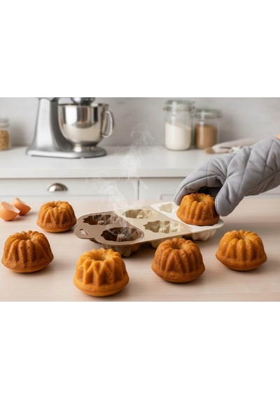 6 Bölmeli Silikon Muffin Ve Mini Kek Kalıbı - 3 Farklı Estetik Geometrik Desen, Yapışmaz Ve Esnek Pişirme Seti, M Diğer