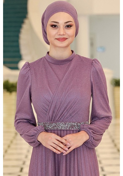 Esilanur Dila Tesettür Abiye Lavanta Lavanta