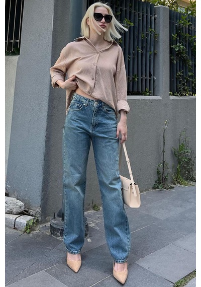 Madmext Mavi Straight Fit Kadın Jean Mg2034-mavi Mavi