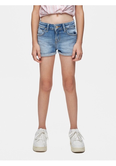 Judıe G Orta Bel Slim Fit Mavi Jean Şort Mavi