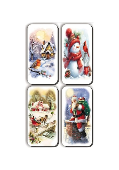 Lü Simli Magnet Yeniyıl Yılbaşı Kardan Adam Kar Manzaraları Hediye Magnet 5 5 X 11 Cm Genel
