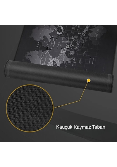 Mouse Pad Mouse Altlığı Büyük Mouse Pad 30x60 3mm Kaymaz Dünya Haritası Görselli