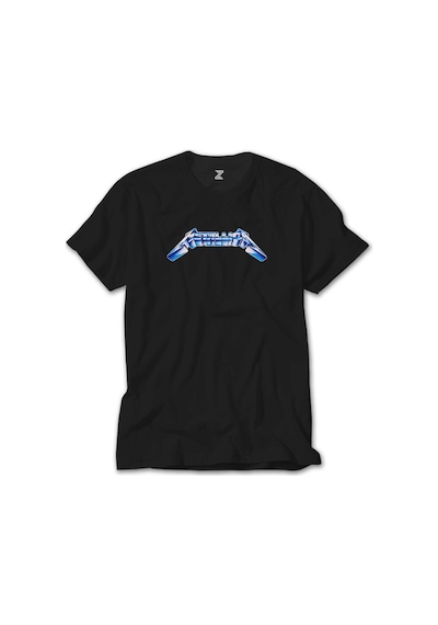 Metallica Logo Blue Siyah Tişört Siyah