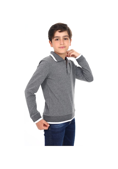 Toontoy Kids Toontoy Erkek Çocuk Regular Fit Polo Yaka Baskılı Sweatshirt - 2 İplik Antrasit Melanj Toontoy Kids Toontoy Erkek Çocuk Regular Fit Polo Yaka Baskılı Sweatshirt - 2 İplik Antrasit Melanj