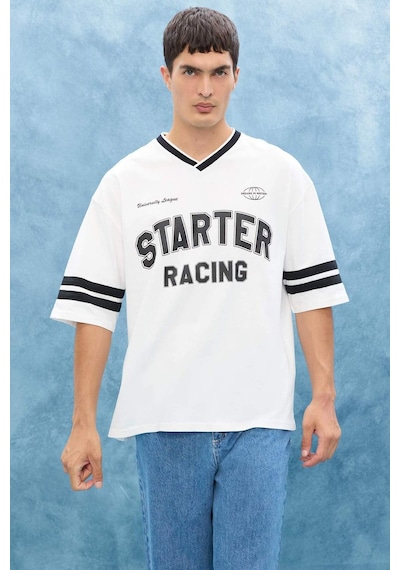 Defacto Loose Fit Bisiklet Yaka Baskılı Kısa Kollu Tişört F0188ax25smer105 Ekru Defacto Loose Fit Bisiklet Yaka Baskılı Kısa Kollu Tişört F0188ax25smer105 Ekru