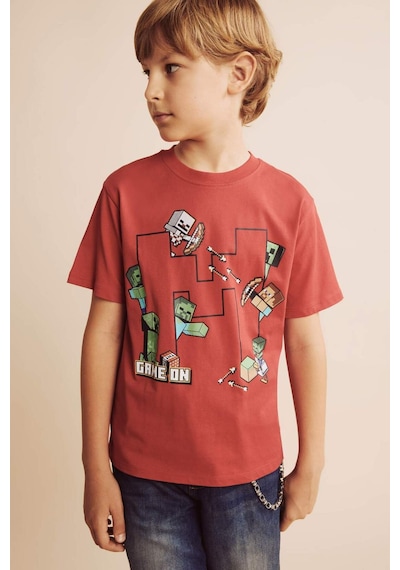 Defacto Minecraft Oversıze Bisiklet Yaka Kısa Kollu Tişört Erkek Çocuk H3708a826smrd227 Kırmızı-rd227