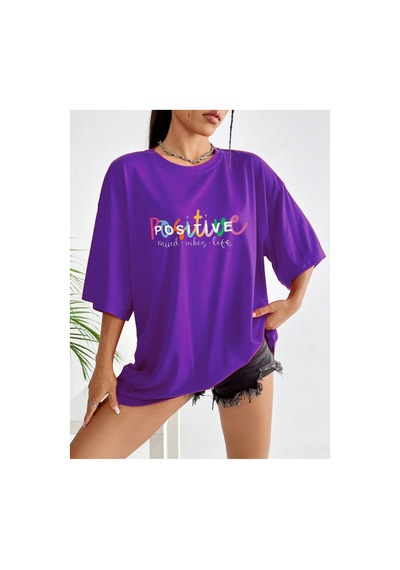 Medinenur Positive Baskılı Unisex Tshirt Mor