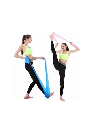 Pilates Bandı Jimnastik Plates Lastiği 120x15 Cm Egzersiz Aerobik Bant 1 Adet Mavi Açık Bej