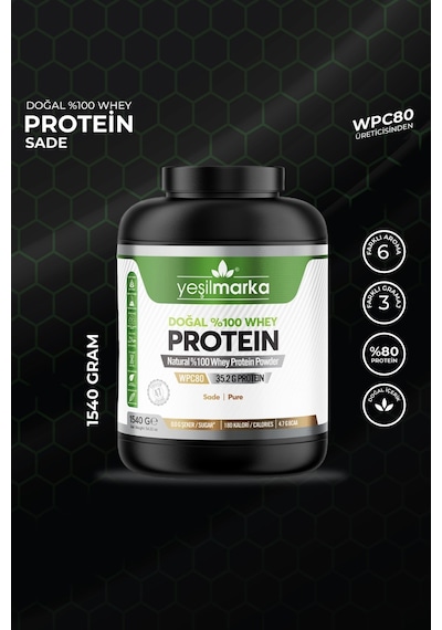 Yeşilmarka Doğal Whey Protein Tozu – Saf / Aromasız 1540 Gr