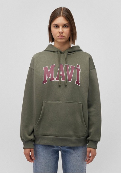 Mavi M1600361-71581 Kadın Mavi Logo Kapüşonlu Sweatshirt M1600361-71581-R0641 Haki