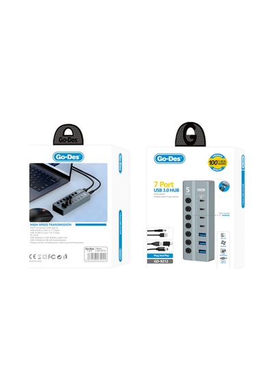Go Des Gd-9212 7 İn 1 Çoklu Type-c Ve Usb Hub Çoğaltıcı Gri