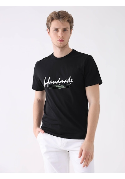 Dufy Siyah Erkek Regular Fit O Yaka Tshirt - 94356 Siyah