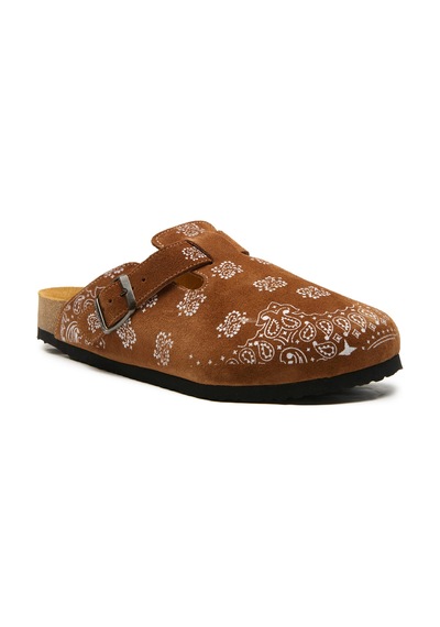 Comfortfusse Folk Capri - Erkek Ortopedik Deri Sabo Terlik Taba Süet Deri