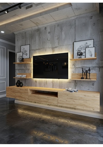 Resital Ledli Duvara Monte Tv Sehpası - Çam - W6017-6 Çam